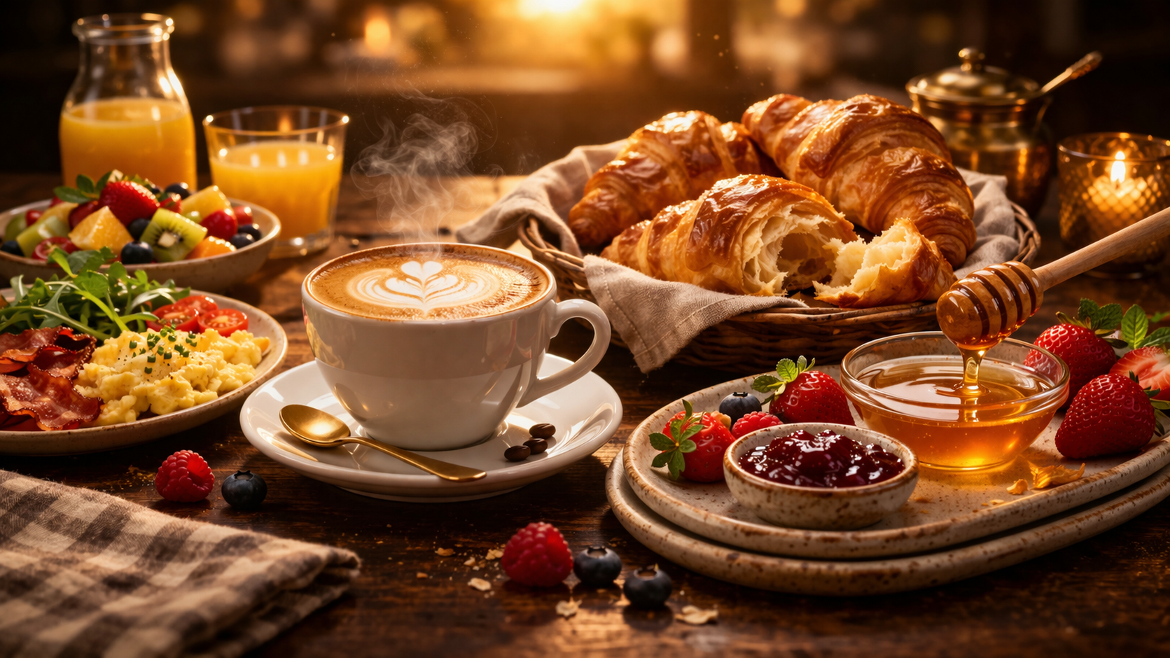 Goldberg Frühstück mit Croissant und frischen Zutaten